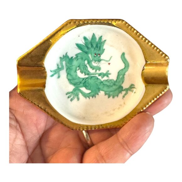 GRO. Meissen Set Of 4 Vintage Dragon Porcelain Ashtrays Handpainted Gold Trim Ja - Picture 9 of 12